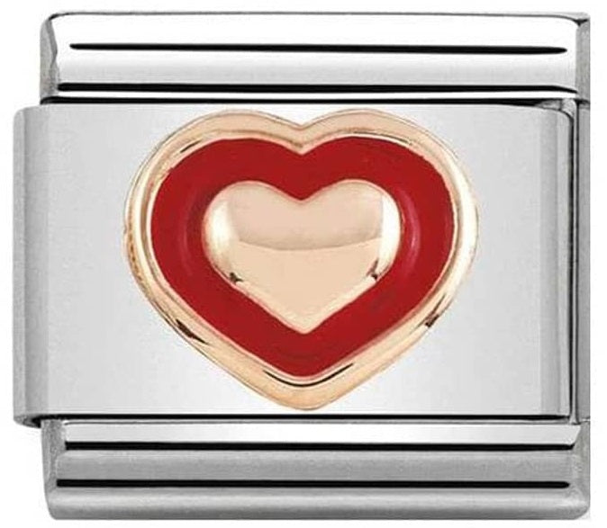 NOMINATION Gold Heart Red Border Charm 430203-01
