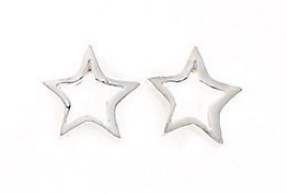 Silver Small Open Star Stud Earrings
