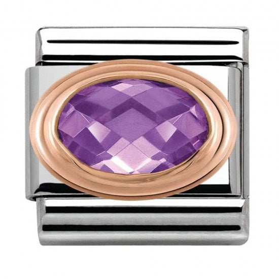 NOMINATION Rose Gold Faceted Purple Charm 430601-001