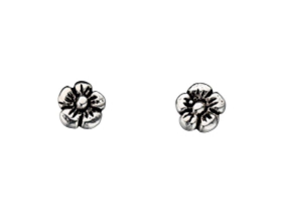 Silver Oxidised Flower Stud earrings