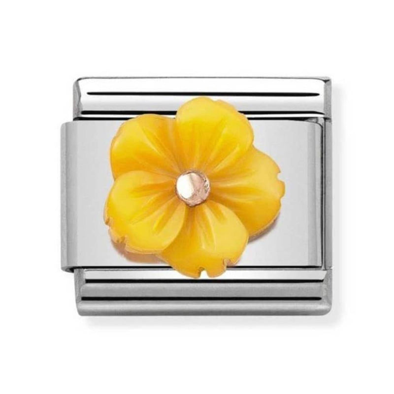 Nomination Charm Gold Flower in YELLOW MOTHER OF PEARL 430510-06