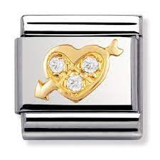 Nomination Gold CZ White Heart Arrow Charm 030311-01