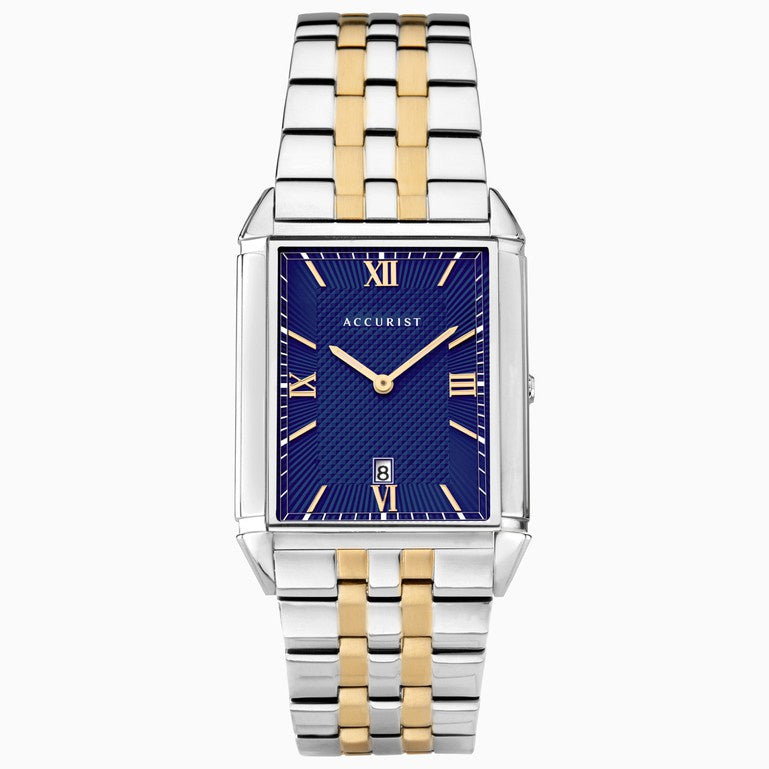 Accurist Men's Classic Watch Silver Case & Stainless Steel Bracelet with Blue Dial 7414