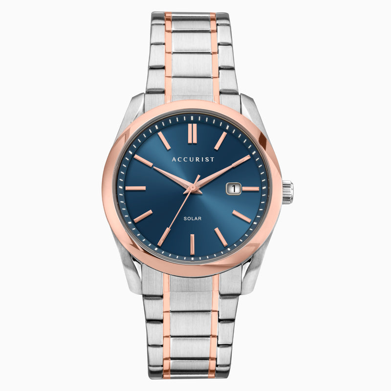 Accurist Gents Watch S/S and Rose Blue Dial 7416