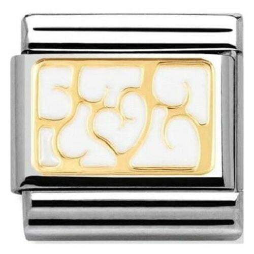 NOMINATION Composable Gold White Hearts Link ~ 030280/07