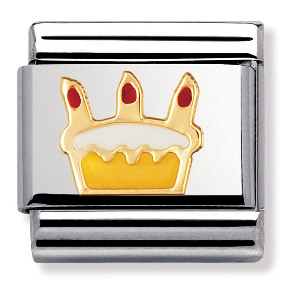 NOMINATION Enamel Gold Birthday Cake Charm 030209-26