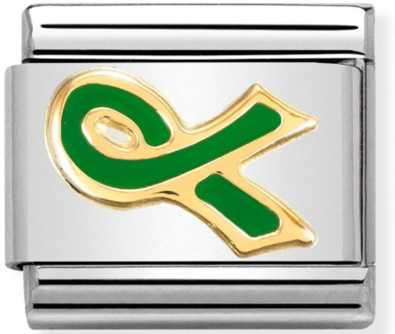 NOMINATION Charm 1 DAILY LIFE Enamel 18k Gold Green Ribbon (Mental health)
