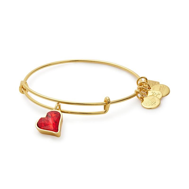 ALEX AND ANI Red Heart Of Strength- Gold Finish Bangle CBD17HOSSG