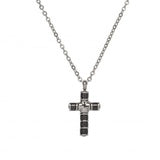 Unique Steel and Black Cross Necklace AN-100