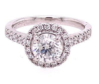 18ct White Gold Halo Diamond Ring - ASM1518