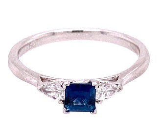 18ct White Gold Sapphire & Diamond Trilogy Ring - ASM1522