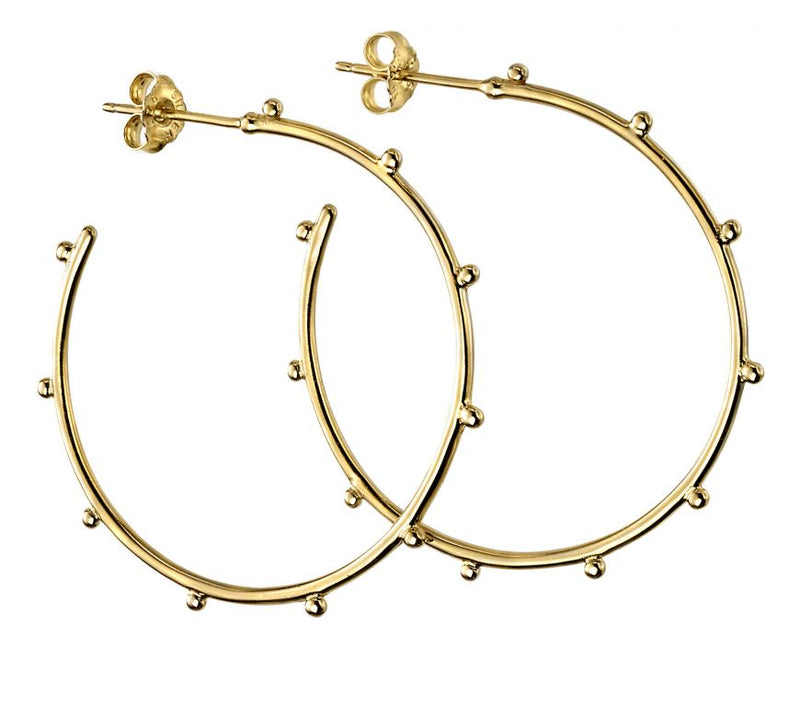 Gold Plate Studded Hoop Earrings