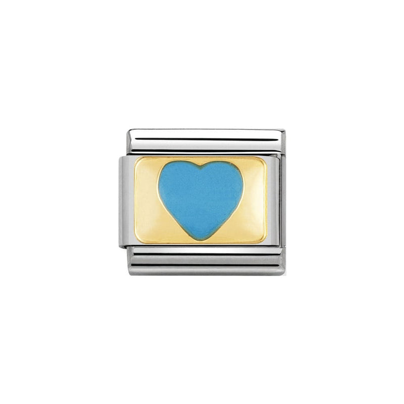 NOMINATION Classic Gold & Sky Blue Positive Heart Plate Charm 030207-26
