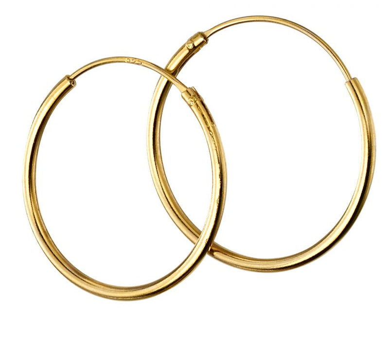 Gold Plated Plain Hoop Earrings 16mm
