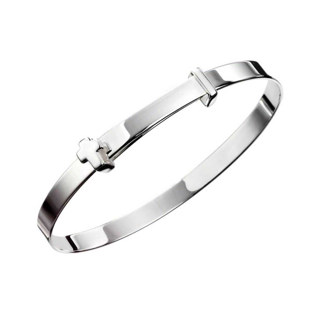 Silver Cross Baby Bangle Engravable