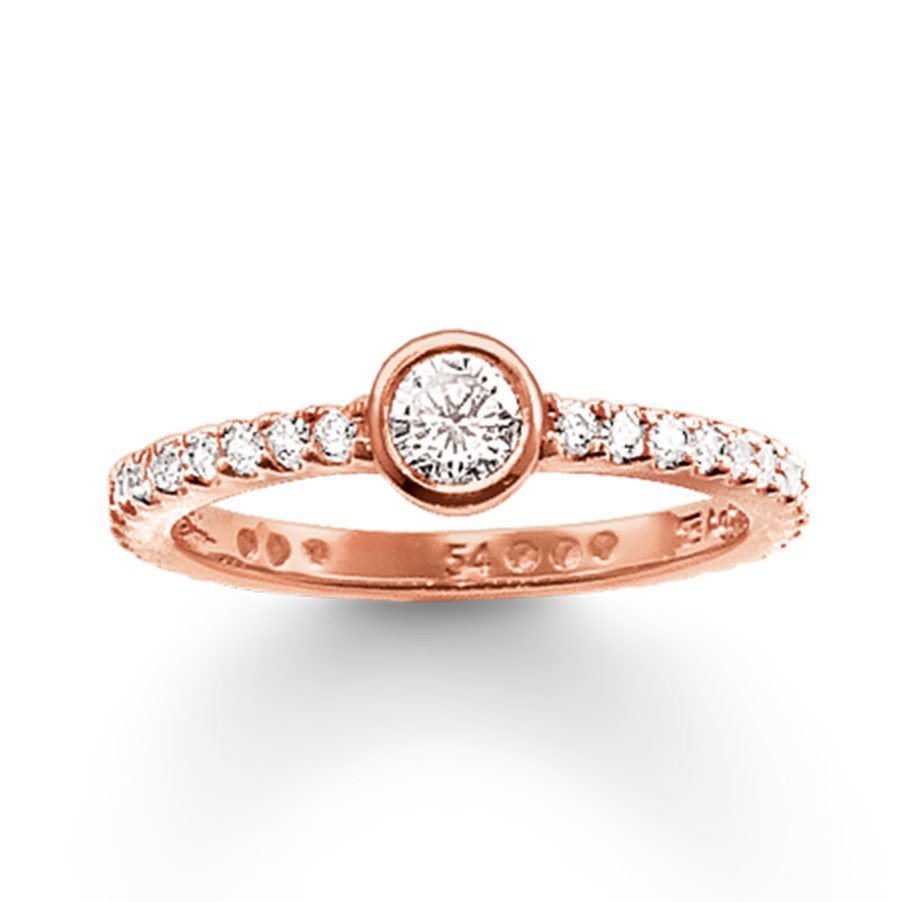 Thomas Sabo Size 50 Silver Rose Gold CZ Band Ring - TR1984-416-14-50