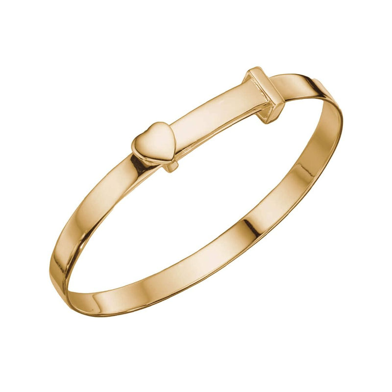 Heart Expandable Bangle With Yellow Gold Plating