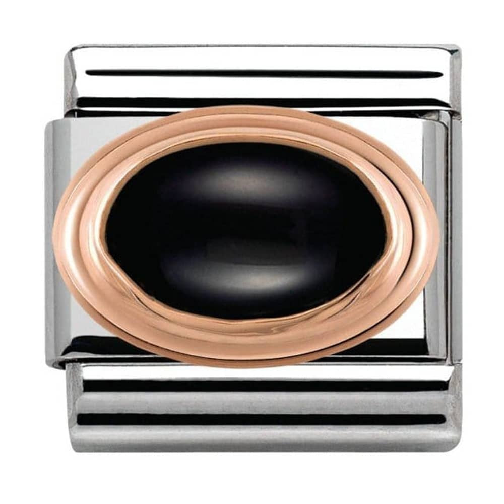 NOMINATION Rose Gold Black Agate Charm 430501-02