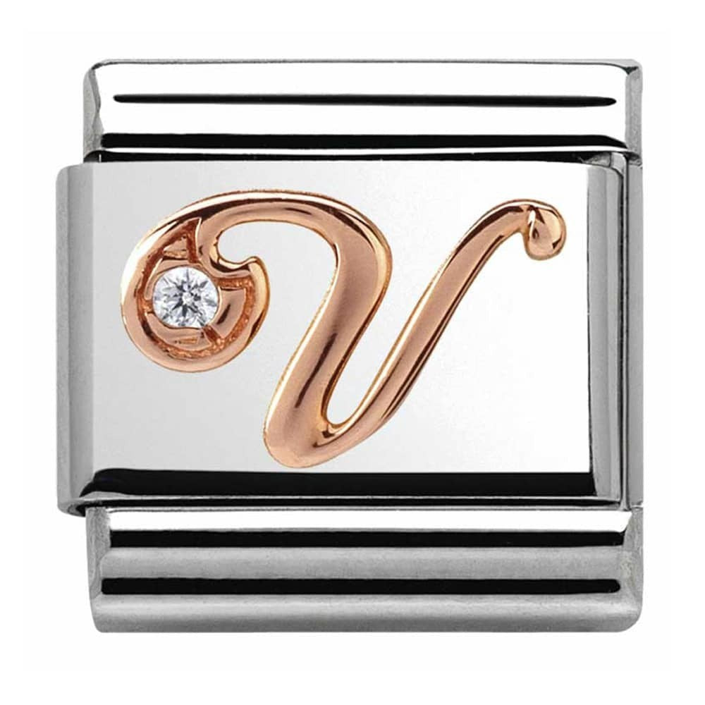 NOMINATION CZ Letter V Charm 330310-22