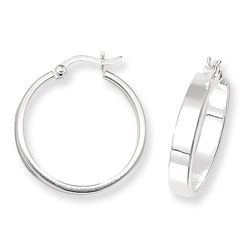 Silver 20mm Plain Flat Hoop Earrings