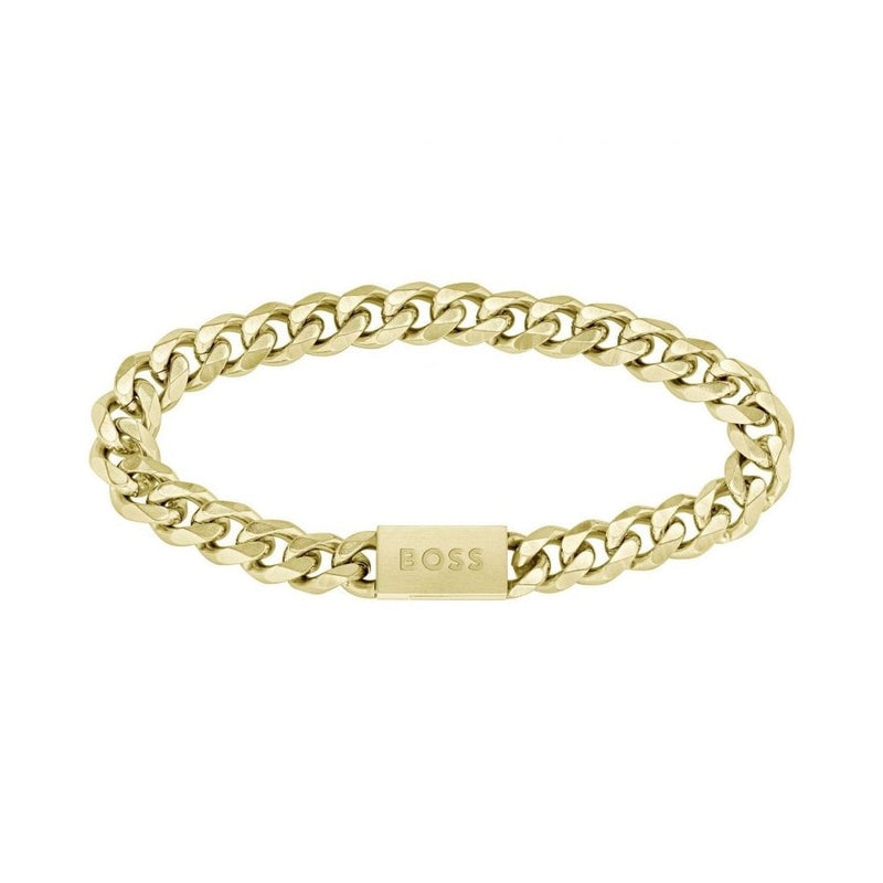 BOSS Jewellery Mens Gold Plated Stainless Steel Bracelet 1580403M