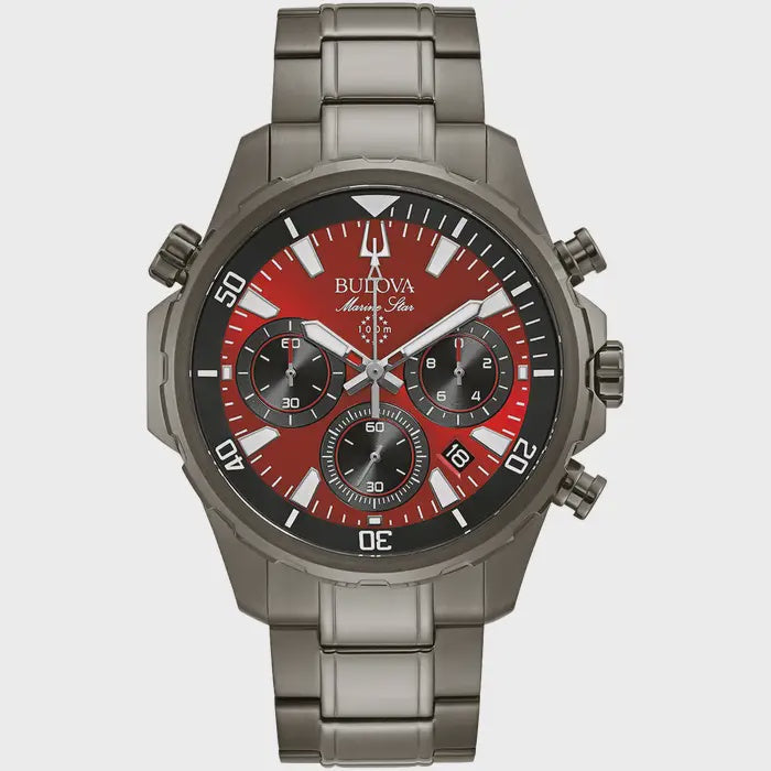 Bulova Gents Marine Star Grey Ion Plated Watch 98B350