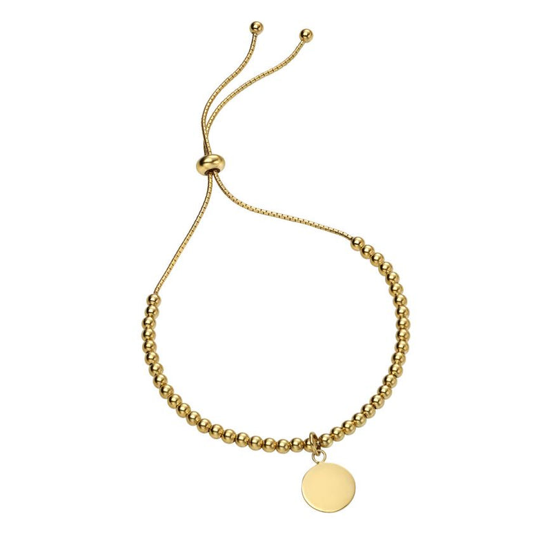 Gold Plated Ball Bracelet with Plain Disc B5241