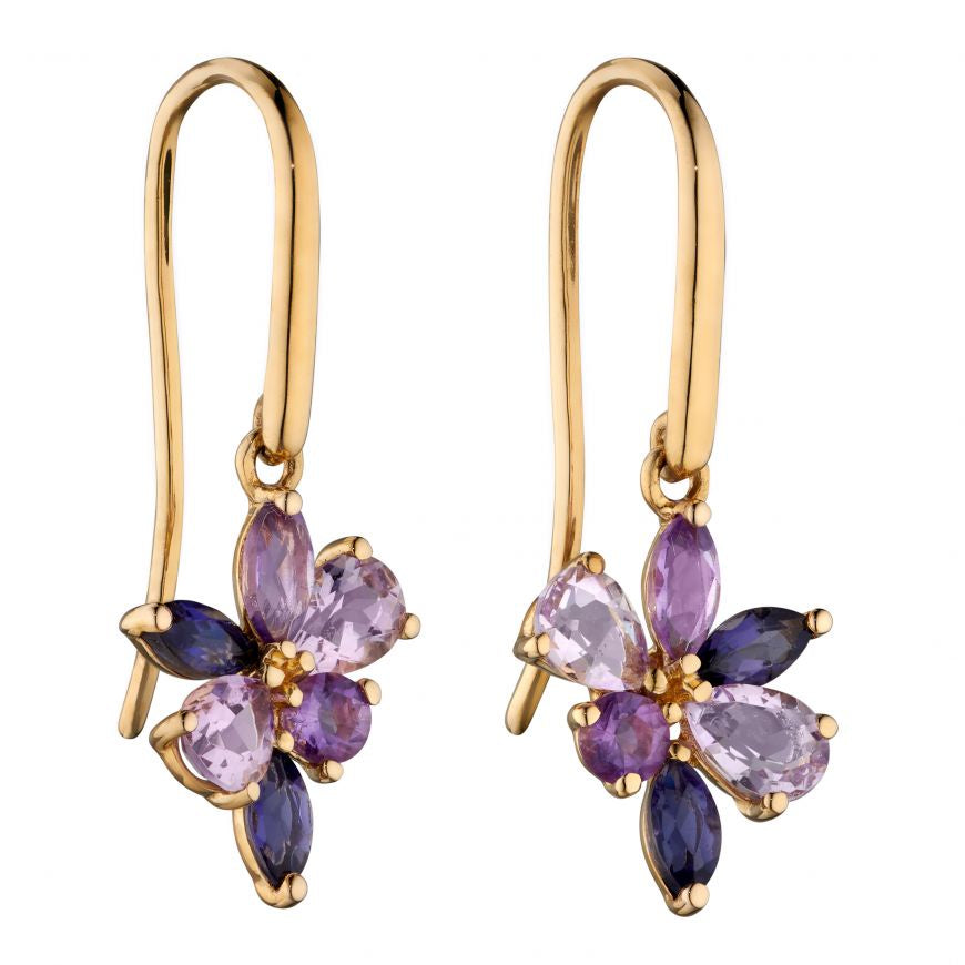 Elements 9ct YG Multi Stone Amethyst Earrings GE2368M