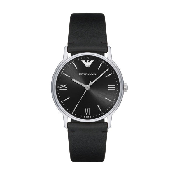 Armani Black Leather Strap s/s Watch AR11013