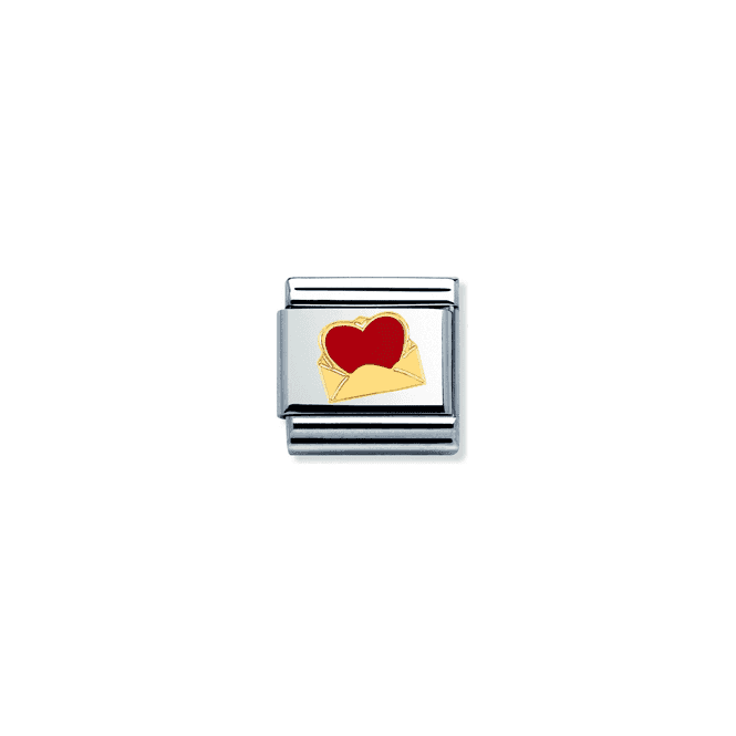 NOMINATION Composable Gold Red Heart & Envelope Link  030253/24