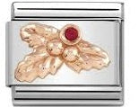 NOMINATION Rose Gold CZ Holly Red Charm 430305-22