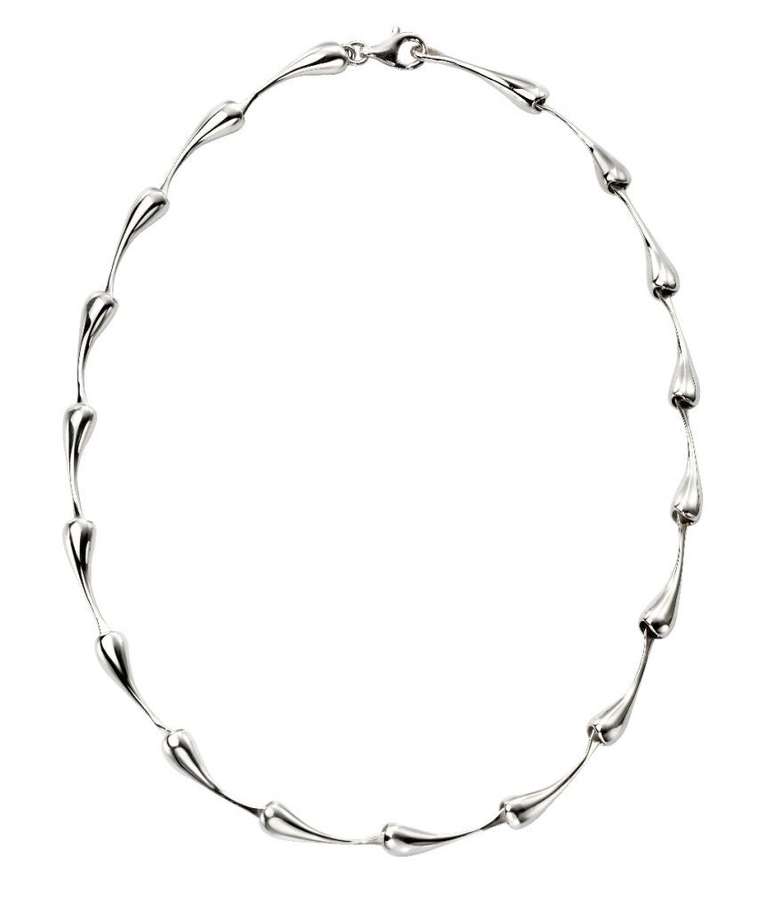 Silver Organic Drop Link Necklace