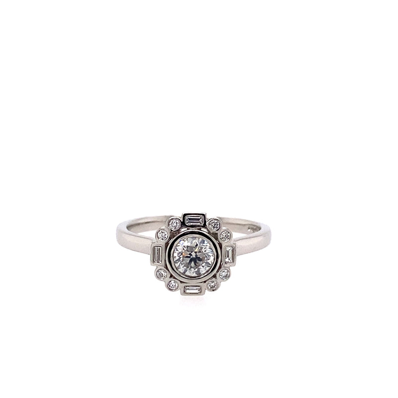 Platinum Vintage Style Diamond Cluster Ring 0.60ct