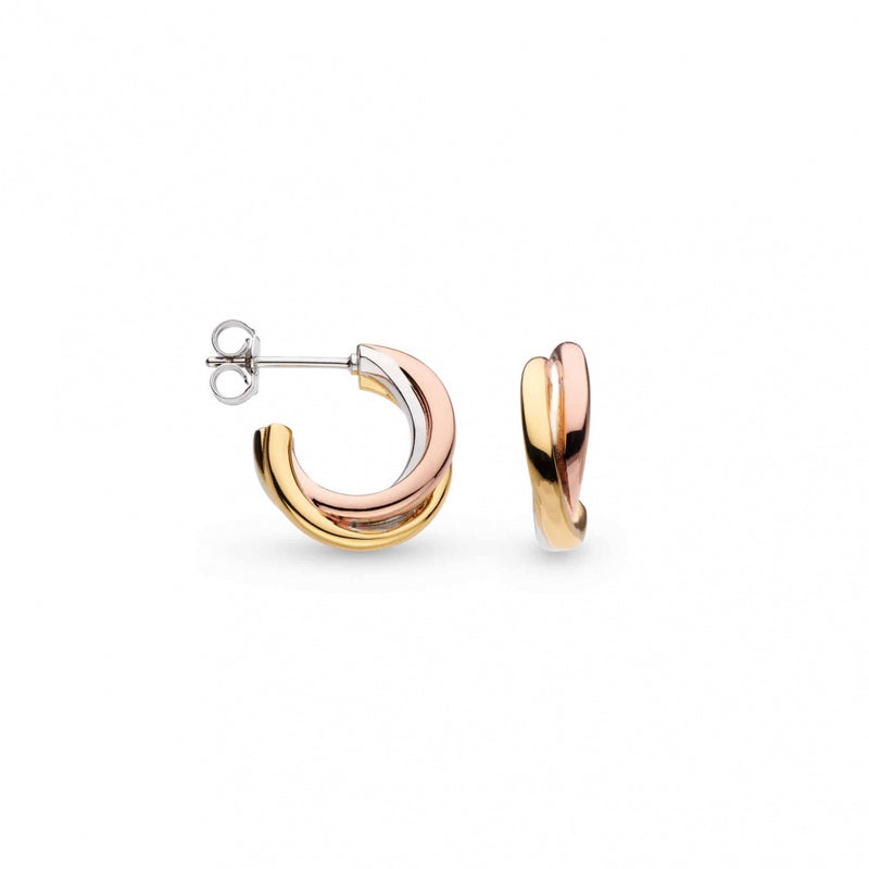 Kit Heath Bevel Trilogy Gold Plated Semi Hoop Earrings 6166GRG