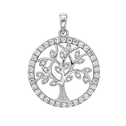 Silver CZ Tree Of Life Pendant