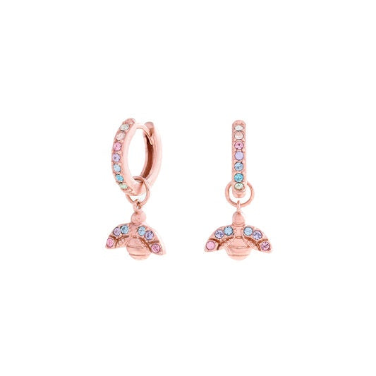 Olivia Burton Rainbow Bee Rose Gold Huggies OBJAME262