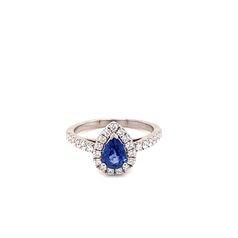18ct White Gold Sapphire & Diamond Pear Shaped Cluster Ring