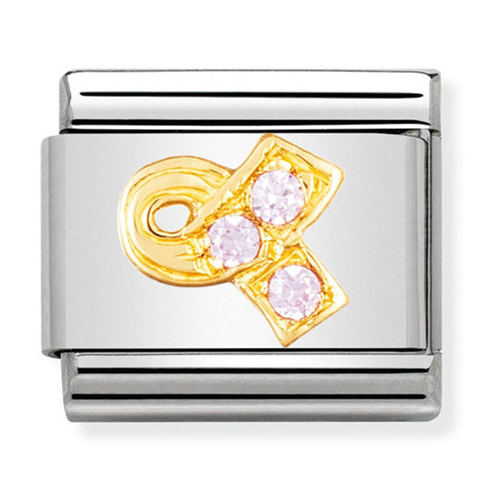 NOMINATION CLASSIC Gold Pink Ribbon Charm 030307/21
