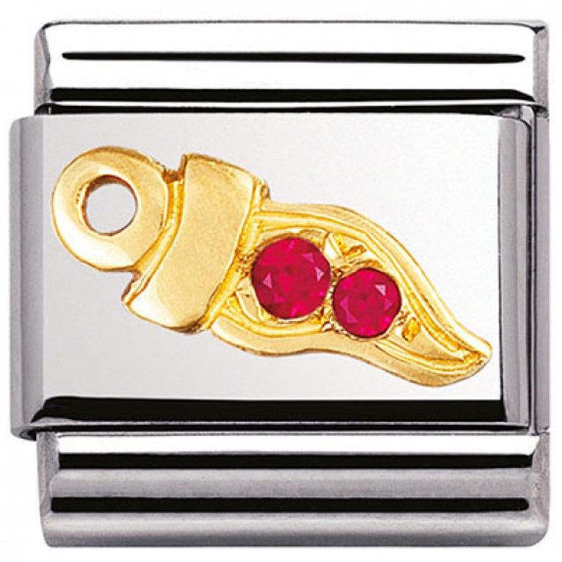 Nomination Ladies Composable Classic 18K Gold Red Synthetic Cubic Zirconia Chilli Charm 030310/12