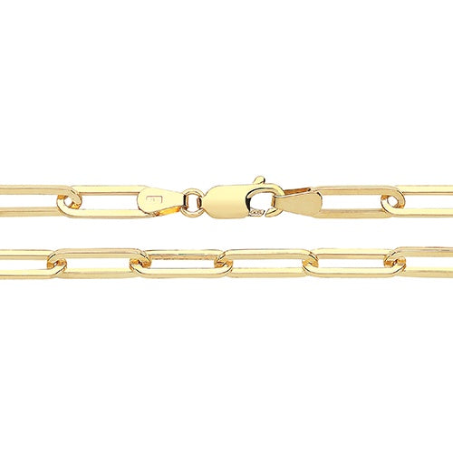 9ct Yellow gold Paperclip Chain Bracelet 7" 5g