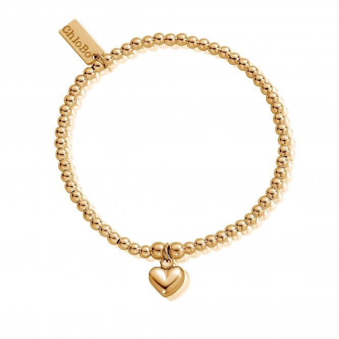 ChloBo Gold Plated Cute Charm Puffed Heart Bracelet GBCC067