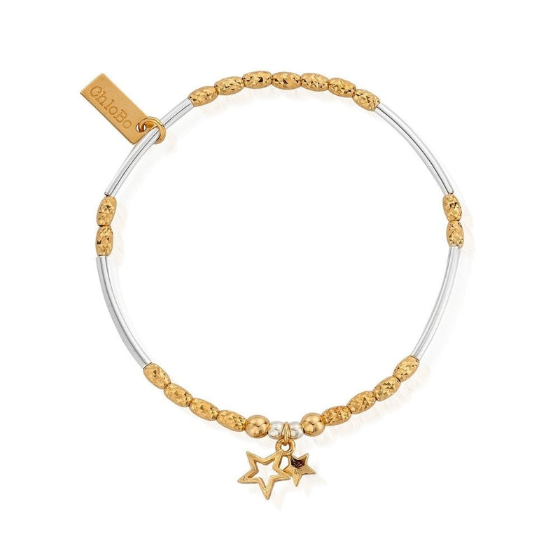 ChloBo Gold and Silver Double Star Bracelet GMBMNSR1128