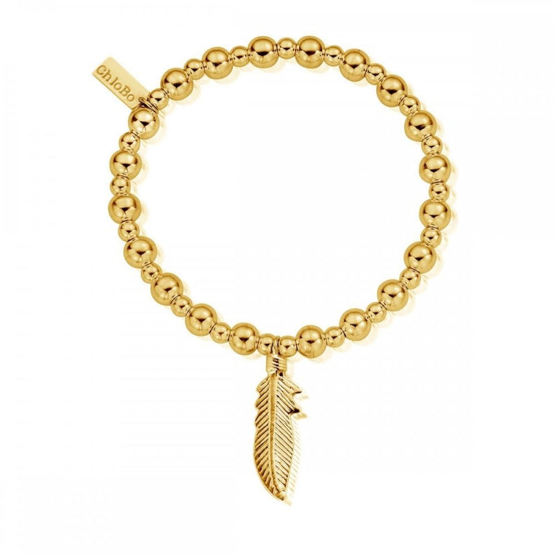 ChloBo Gold Plated Mini Small Ball Feather Bracelet GBMSB720