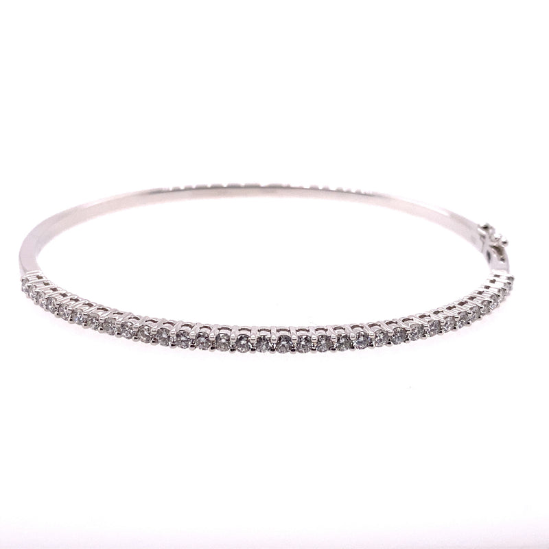 18ct White Gold Claw Set Diamond Bangle 1.05ct