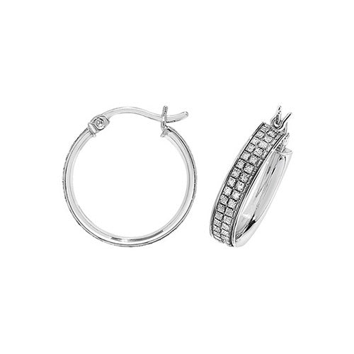 Silver 15mm Moondust Hoop Earrings