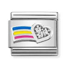 NOMINATION CZ White Heart Rainbow charm 330321-01