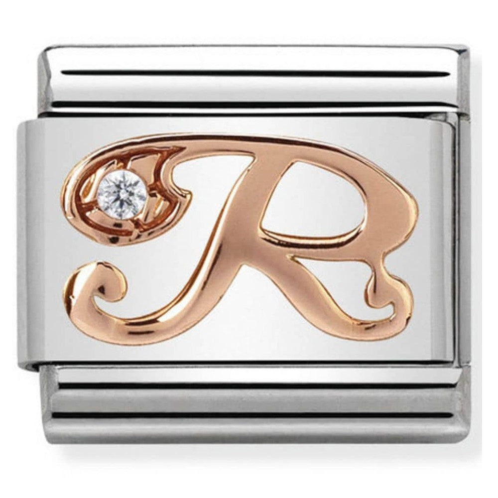 NOMINATION Gold CZ Letter R Charm 430310-18