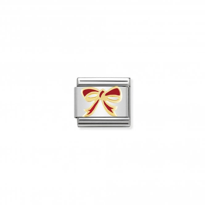 NOMINATION Composable Classic Relief Gold Red Bow Link 030228/13