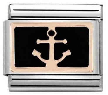 NOMINATION Rose Gold Enamel Anchor Black Charm 430201-18