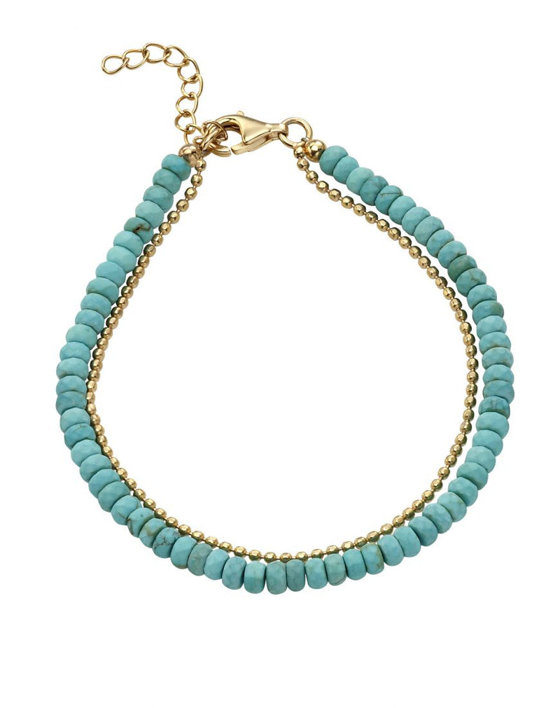 Gold Plated Blue Magnesite Bead Bracelet